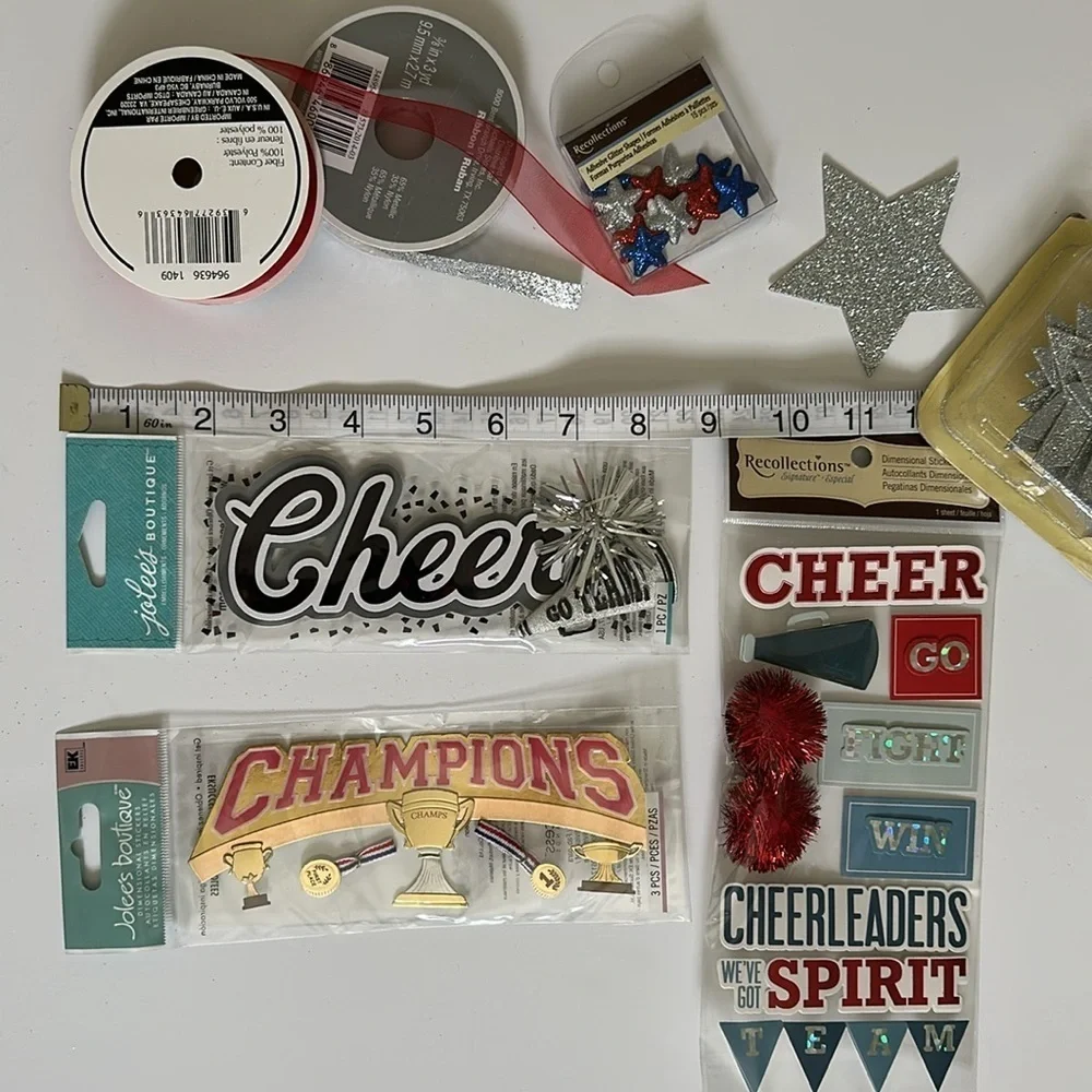 Jolee’s Boutique Cheerleading Bundle Stickers Star Stickers Ribbon Craft 3D
